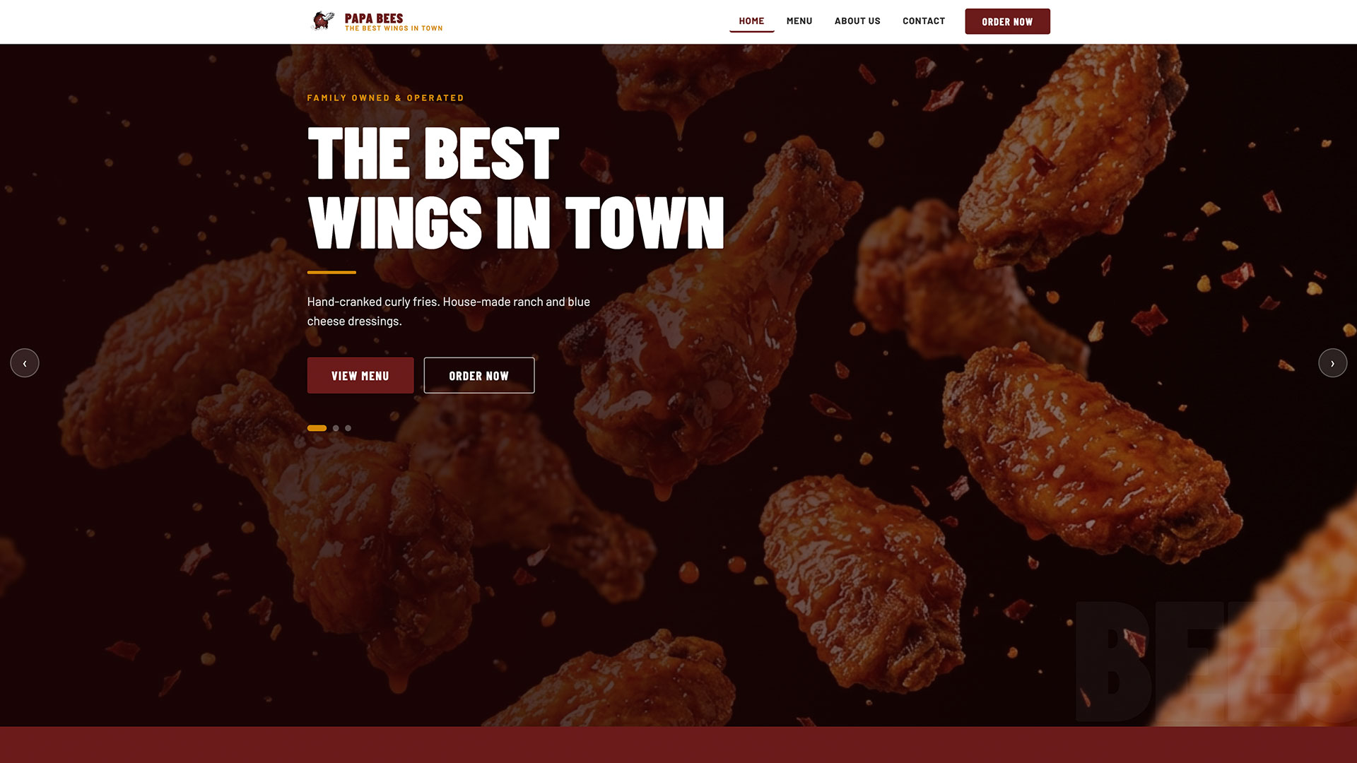 Papa Bees Wings redesigned website — CRTV.EXE